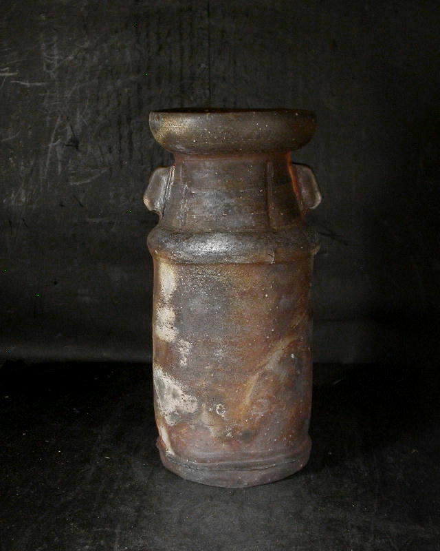 備前焼 登窯 備前焼物故作家 正宗 悟 共箱付き桟切耳付き花入1