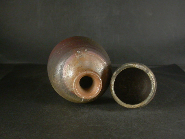 備前焼 登窯 備前焼物故作家 榊原 茂 共箱付き桟切・黄ゴマ酒器セット