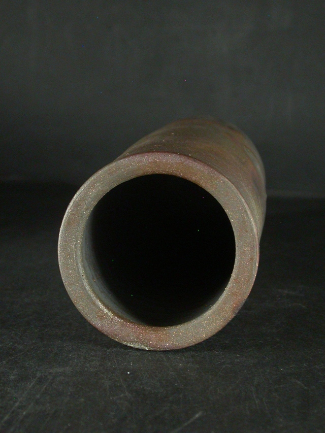 備前焼 登窯 備前焼窯元 南燦窯 平田 吉己 共箱付き銀彩・桟切筒花入2