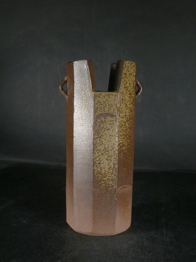 備前焼 登窯 備前焼物故作家 加村 香童 黄ゴマ面取花入1 備前焼卸