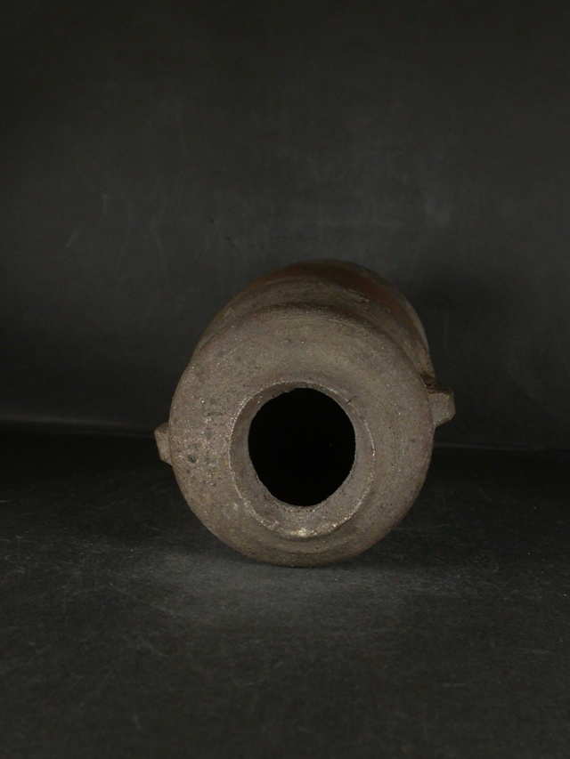 備前焼　登窯　見附　文雄　共箱付き多目的浅鉢【花器/お菓子鉢】 備前焼 登窯 備前市無形文化財 見附 文雄 共箱付き金彩・窯変耳