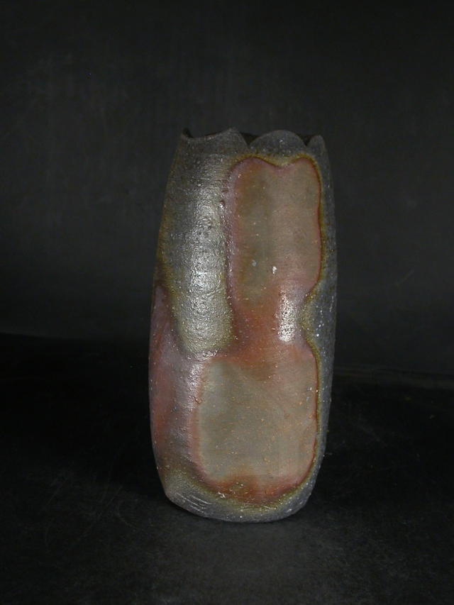 備前焼 登窯 備前焼中堅作家 大友 久 共箱付き窯変掛け花入1 備前焼卸