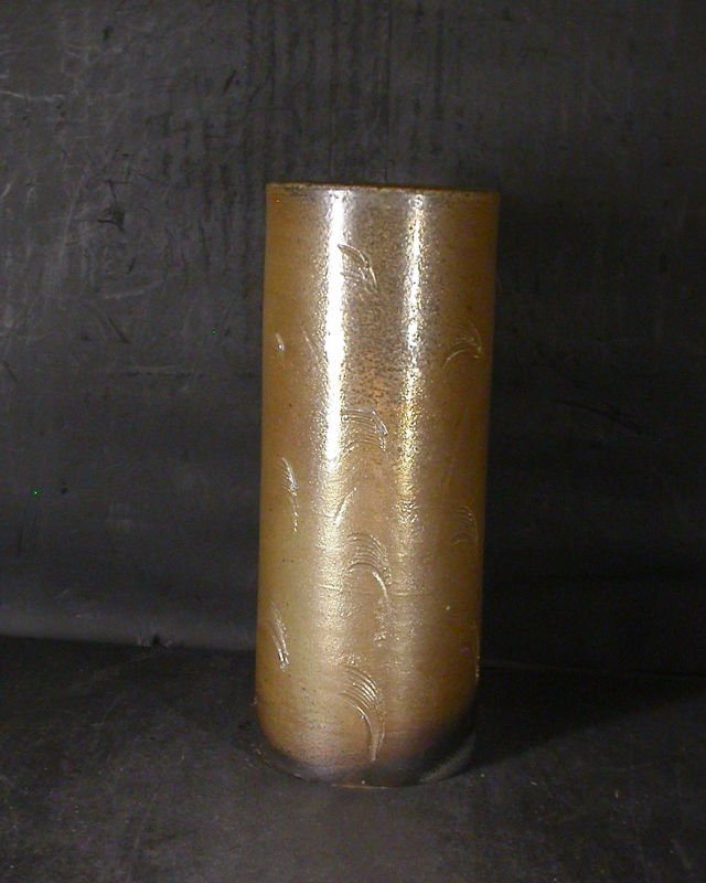 備前焼 登窯 備前焼中堅作家 日幡 寿 共箱付き金彩・黒ゴマ筒花入6