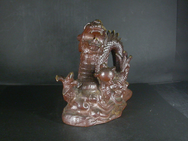 備前焼 登窯 備前焼窯元 松園 共箱付き黄ゴマ龍置物1 備前焼卸・小売