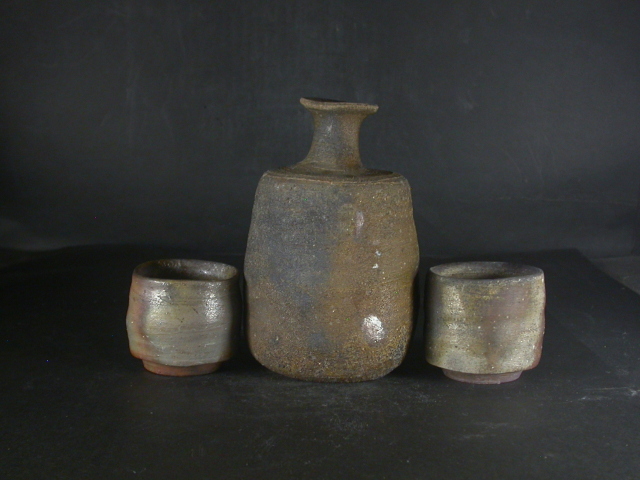 備前焼 登窯 備前焼中堅作家 横山 伸一 窯変酒器セット1 備前焼