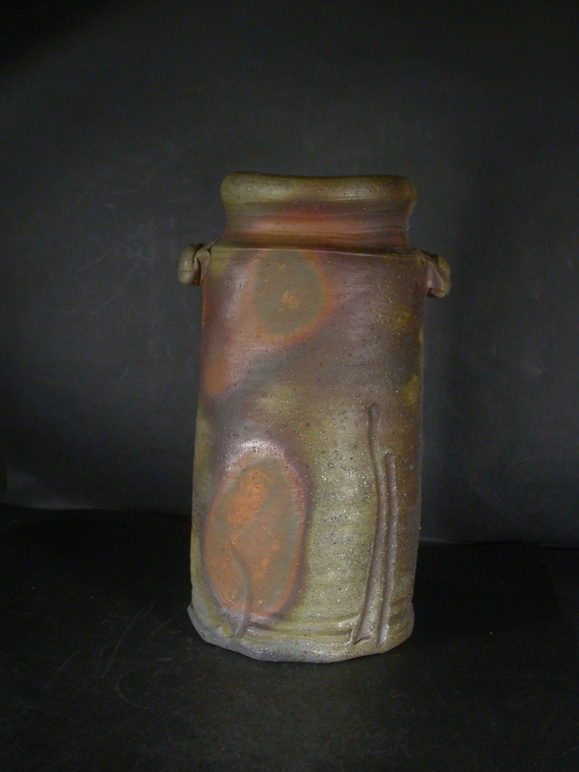 備前焼 登窯 備前焼中堅作家 末石 泰節 共箱付き窯変耳付き花入3