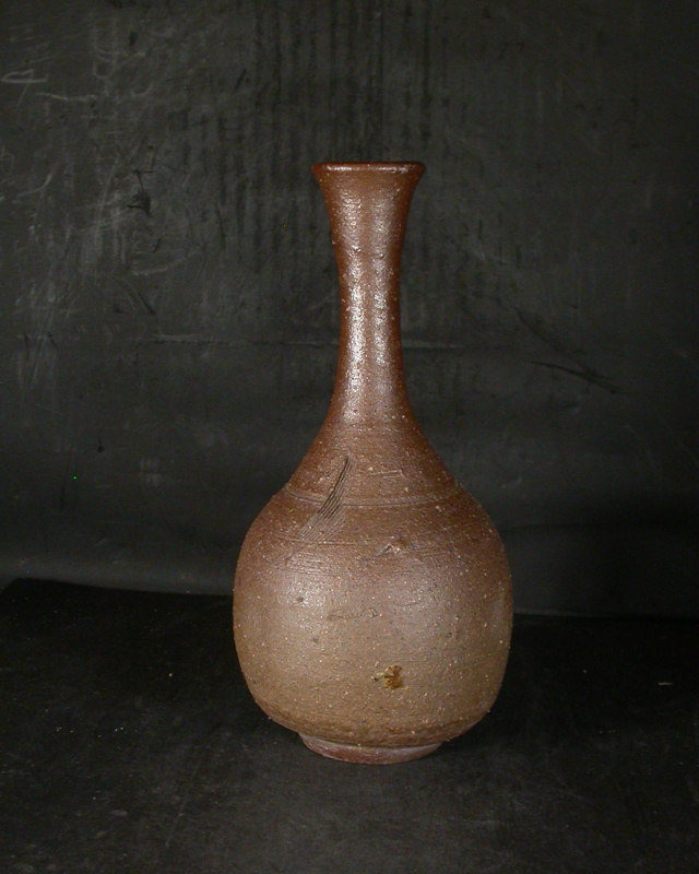 備前焼 後藤岳水 造 備前一輪挿 花入 共箱 茶道具 師：安東陽光