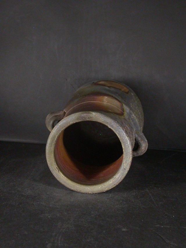 備前焼 登窯 備前焼物故作家 榊原 茂 共箱付き窯変耳付き花入1 備前焼 