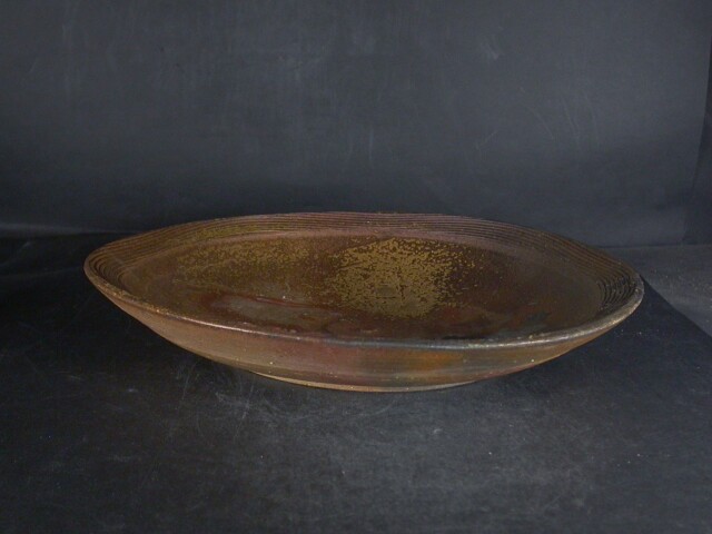 備前焼 ⑱　大深皿　被り黄ゴマ　丁斎作 備前焼 備前焼中堅作家 竹内 靖之（山本） 最新作25センチ緋襷・黄