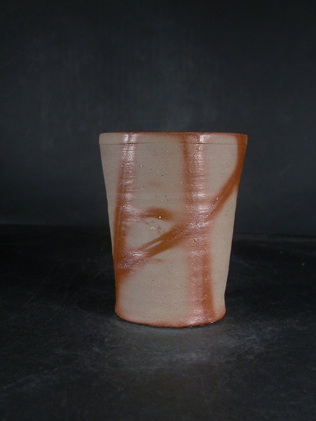 処分品 備前焼 登窯備前焼中堅作家 片岡 聖観 緋襷ビール他グラス7