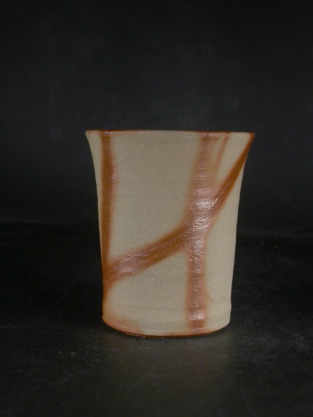 処分品 備前焼 備前焼中堅作家 片岡 聖観 緋襷ビール他グラス・フリー