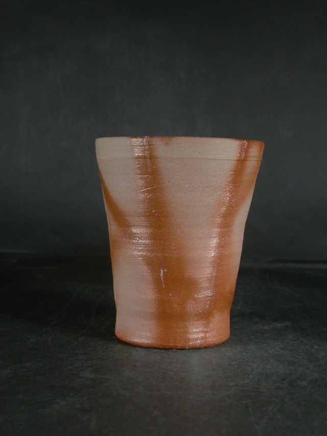 処分品 備前焼 登窯備前焼中堅作家 片岡 聖観 緋襷ビール他グラス52