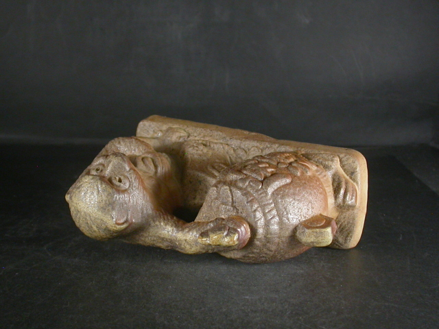 備前焼 備前焼中堅作家 稗田寿炎 黄ゴマ白備前申置物1 備前焼卸・小売