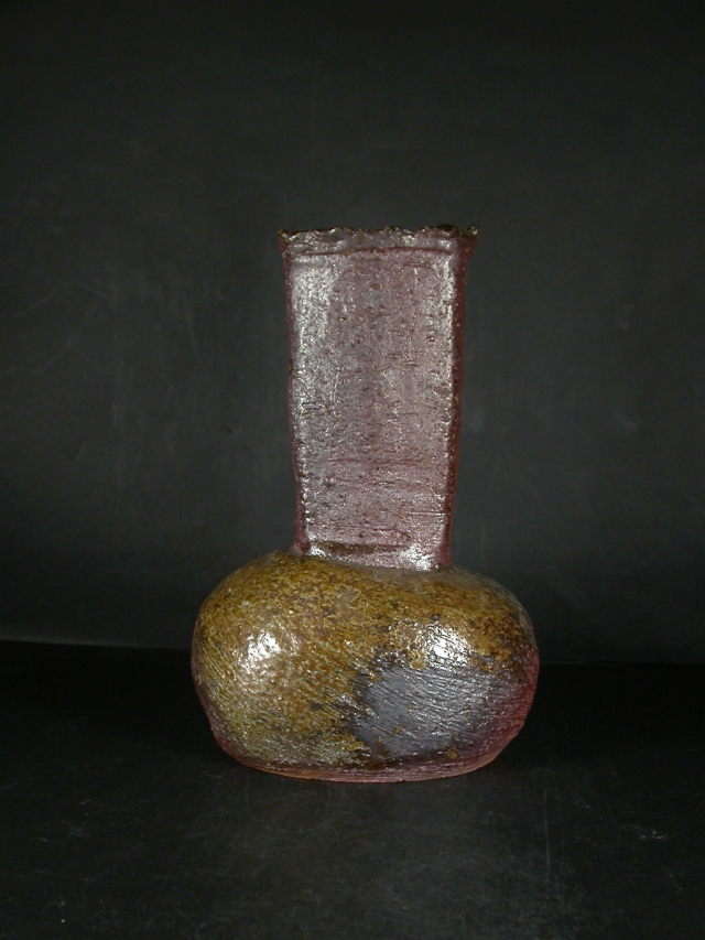 備前焼 穴窯 備前焼物故作家 前嶋 五一郎 手捻り自然桟切・黄