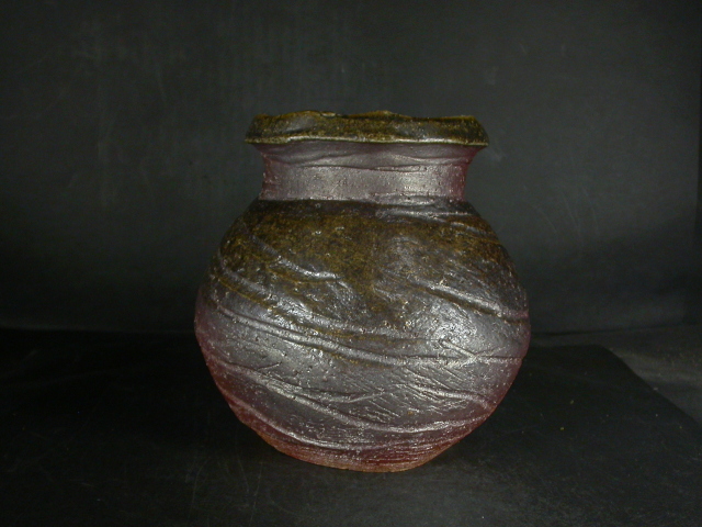 備前焼 穴窯 備前焼物故作家 前嶋 五一郎 手捻り黄ゴマ壷85 備前焼卸