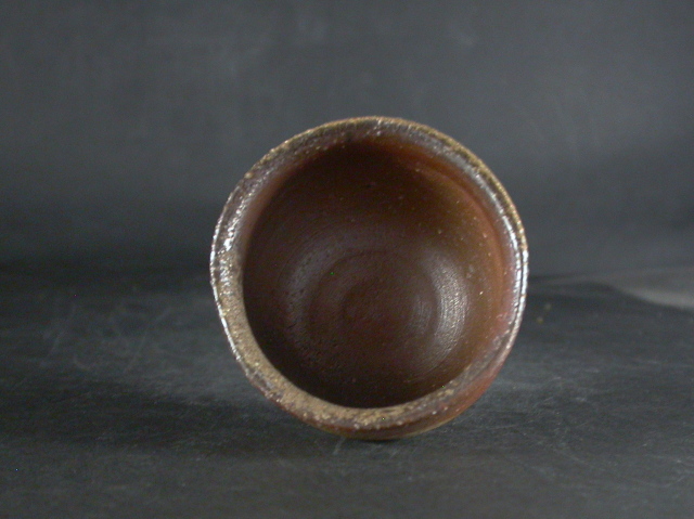 備前焼 登窯 備前市無形文化財 森 泰司 四方桟共箱付き黄ゴマぐい呑1