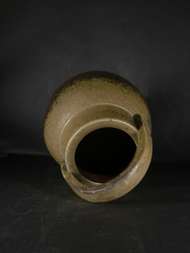 備前焼 登窯 備前市無形文化財 森 泰司 四方桟共箱付き黄ゴマ手付き花