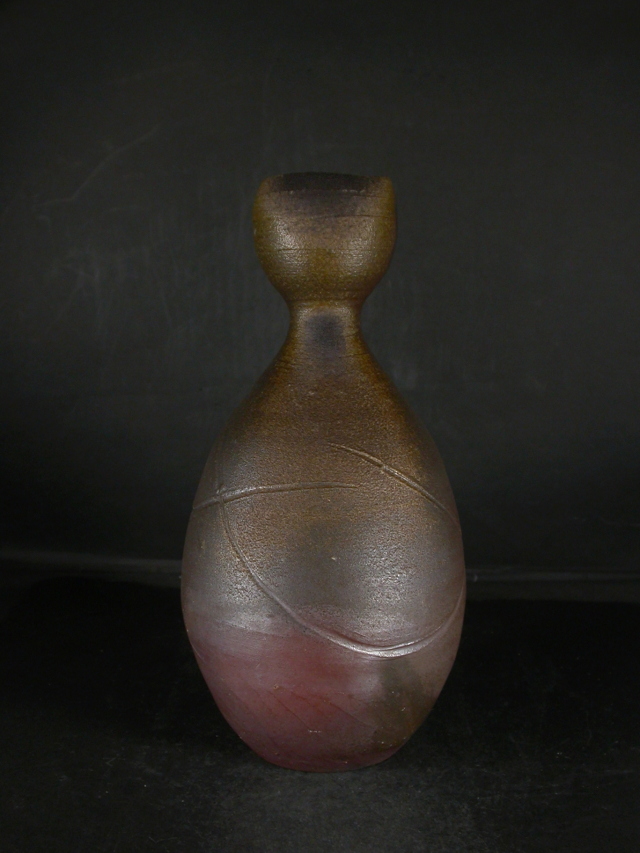 備前焼 登窯 岡山県無形文化財 松井 輿之 四方桟共箱付き窯変花