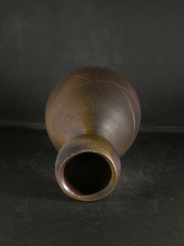 備前焼 登窯 岡山県無形文化財 松井 輿之 四方桟共箱付き窯変花入16