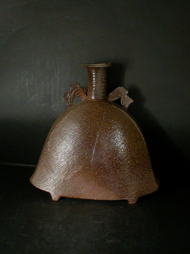 備前焼 穴窯 備前焼中堅作家 渋田 寿昭 黄ゴマ創作花入6 備前焼