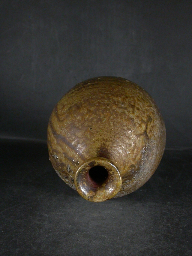 備前焼 登窯 備前焼物故作家 榊原 貢 窯変玉垂れ焼酎保存用大徳利花入