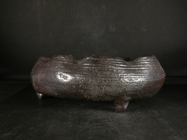 備前焼 穴窯 備前焼物故作家 小山 日出男 伊部手黄ゴマ黒備前三つ足大