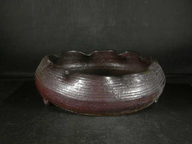 備前焼 穴窯 備前焼物故作家 小山 日出男 伊部手黄ゴマ黒備前三つ足大